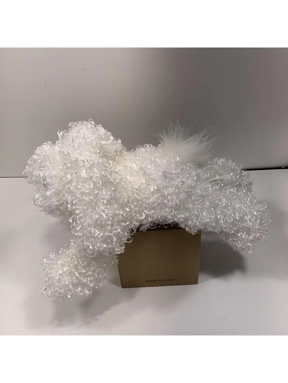 White Curly Plush Dog Puppy Stuffed Animal Soft Toy